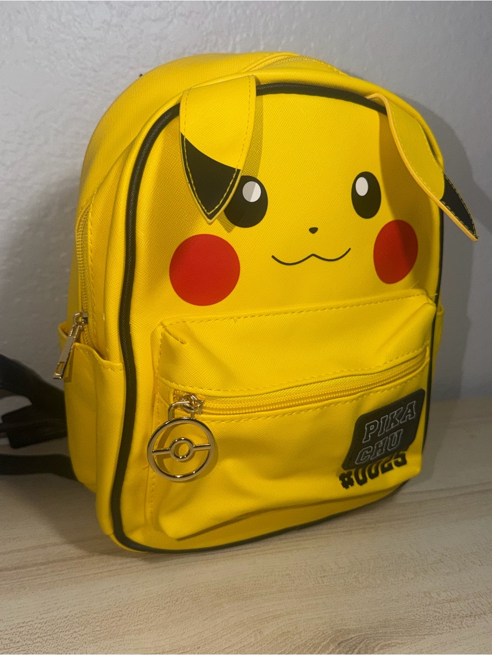 NWOT Pokemon Pikachu Mini Backpack Yellow Gold Pokeball Zipper Faux Leather Anim